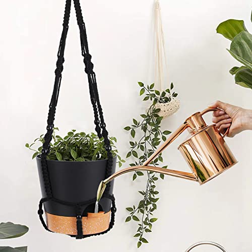 Gardife Hanging Planters For Indoor Plants,3Pcs Hanging Basket For Indoor Outdoor Boho Home Decor,Macrame Plant Hanger,35 Inches,4Mm, Ivory,Self Watering Planters, 9/8/7.5 Inch,Black&Black #TOP5