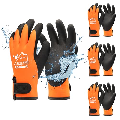 Image of toolant 100% Waterproof Winter Work Gloves, Thermal Insulation with Grip