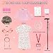 Minggo 17 pcs Old Lady Costume for Kids 100 Days of School Granny Dress Up Wig for Girls Halloween Grandma Costume (Pink, 3-4 yr)