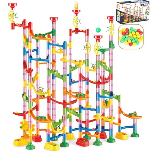 Muslecid Murmelbahn, 232 Stück Kugelbahn ab 3 Jahre, STEM pädagogisches Lernspielzeug, Marble Run Set für 3 4 5 6 7+ Jungen Mädchen, Geburtstage Weihnachten Urlaub