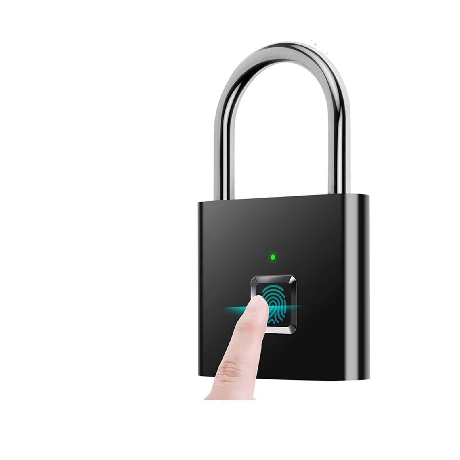 Candado sin llave con huella dactilar, La aplicación biométrica de la aleación del cinc del candado elegante recargable de la huella dactilar del USB desbloquea IP65 multicolor(Matte Black)