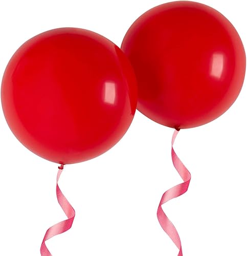 Globos redondos gigantes de 36 pulgadas, color rojo, paquete de 6 globos de látex para sesiones de fotos, bodas, baby shower, decoraciones de fiesta
