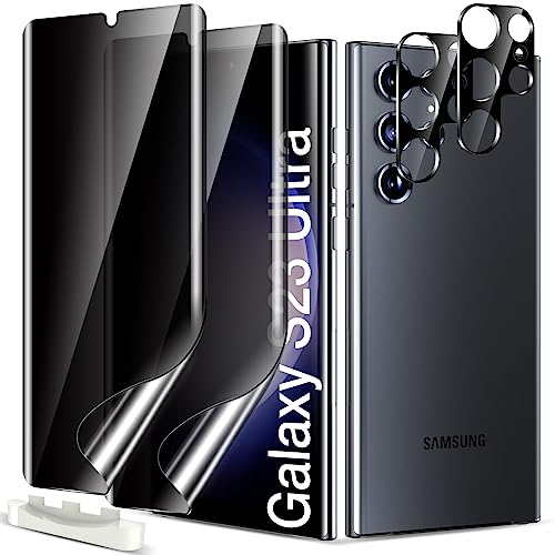 LK 2+2 Pack for Samsung Galaxy S23 Ultra Privacy Screen Protector Full Screen Protector and Camera Protection for Galaxy S23 Ultra [Not Glass] Anti-Scratch HD Ultra-Thin Case Friendly