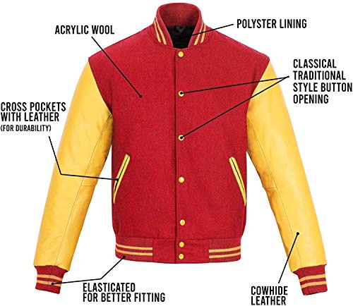 Image of Varsity Jacket Baseball Letterman Jacket- Wool and Leather Premium Quality Unisex Basketball Jacket