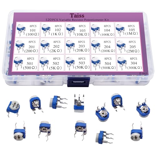Taiss F-043-150PCS 15 Values 100-2M Ohm Variable Resistor Potentiometer 6Mm Potentiometer Assortment Kit thumb #5