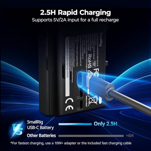 Image of SMALLRIG EN-EL15c Battery for Nikon, 2520mAh USB-C with LED Indicator