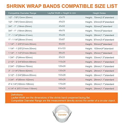Image of Shrink Wrap Bands for Jars Seals Heat Shrink Bands Cap Seal for Jars Mouth Shrink Bag Refillable Shrink Wrap Container-200 Pieces-6.9 x 1.1 Inch-175 x 28mm