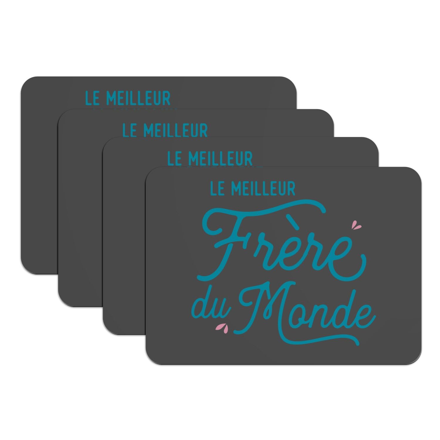 Lot de 4 sets de table caoutchouc noir grand format idée cadeau