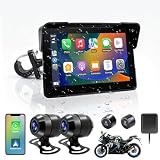 Liwogi 7 Pollici Carplay Dual Dash Cam Motorrad per Moto con Funzione di Avviso Cieco, Pressione Pneumatici, Registrazione in Loop