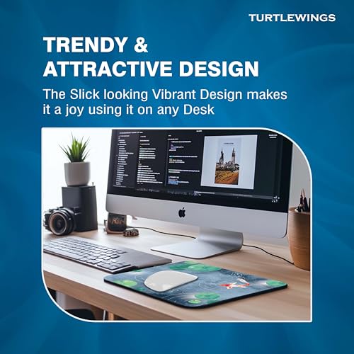 Image of TURTLEWINGS | Mousepad | Abstract Fish in Pond Mouse Pad - 22x18 cm, 3mm Thick | Abstract Design Non-Slip Rubber Base | Office, Study & Gaming Use | Premium Smooth Surface 11 24
