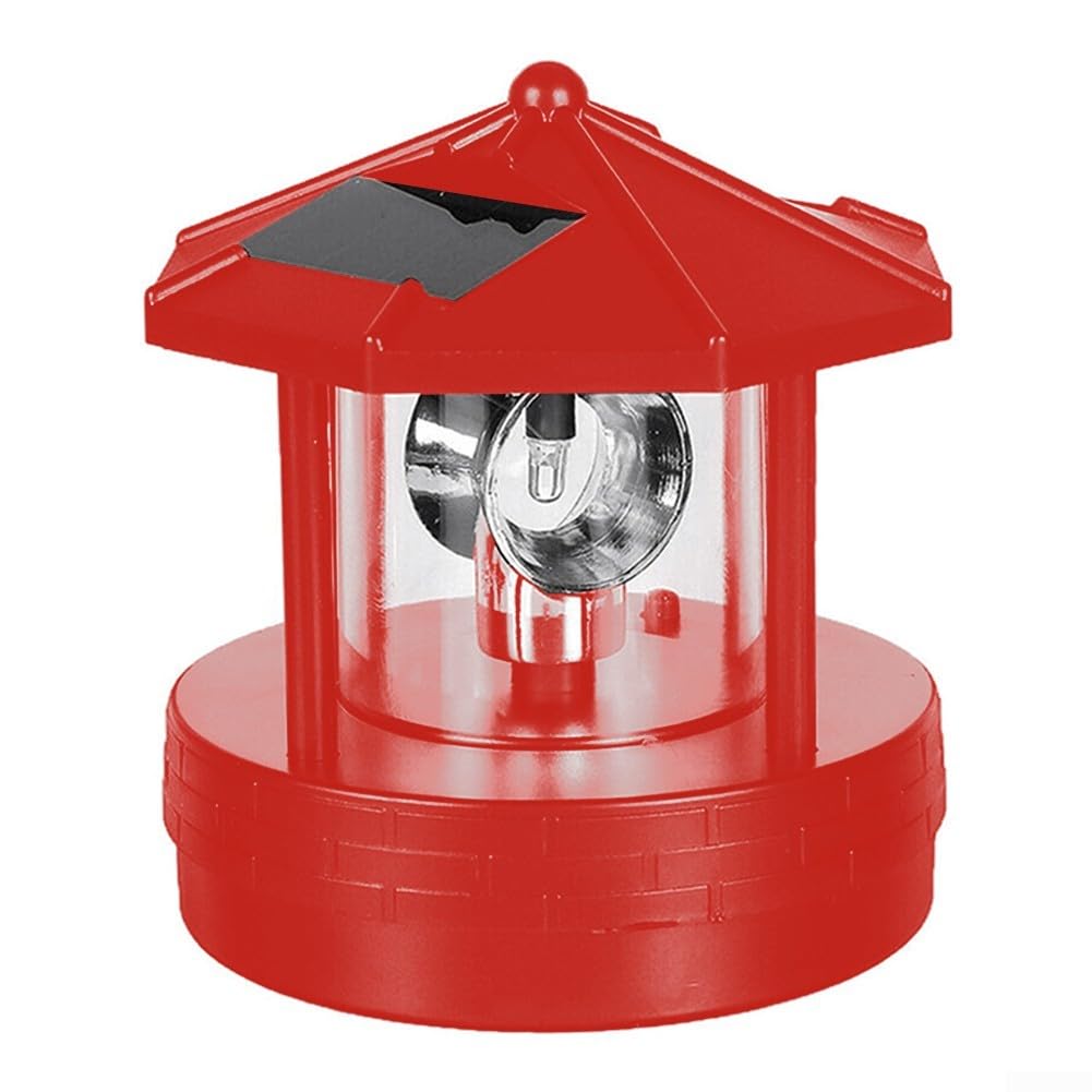 Outdoor Courtyard LED Decorative Lights, Solar Rotating Lighthouse, LED Solar Lighthouse Garden Lawn Light for Street Light(red)