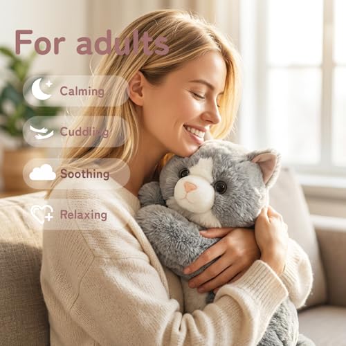 Image of Niuniu Daddy Weighted Cat Stuffed Animals, 20 Inch 3.3 lbs Weighted Plushies, Heavy Calming Body Pillow for Sleeping, Sensory Lying Lap Pad Toy Huggable Gift for Kids and Adults