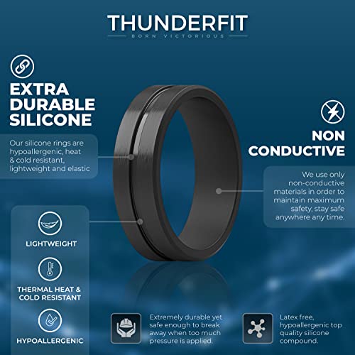 ThunderFit Silicone Wedding Rings For Men, Beveled Brushed Top Edges 6.35mm Wide 2mm Thick - 1/4/7 Variety Multipack2