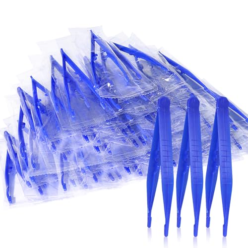 Plastic Tweezers Individually Wrapped,First Aid Tweezers for First Aid Kits,Crafts, Dressing, Gauze, Lab, School, Home,Elementary Science,Emergency Use-Lightweight, Hygienic (10)