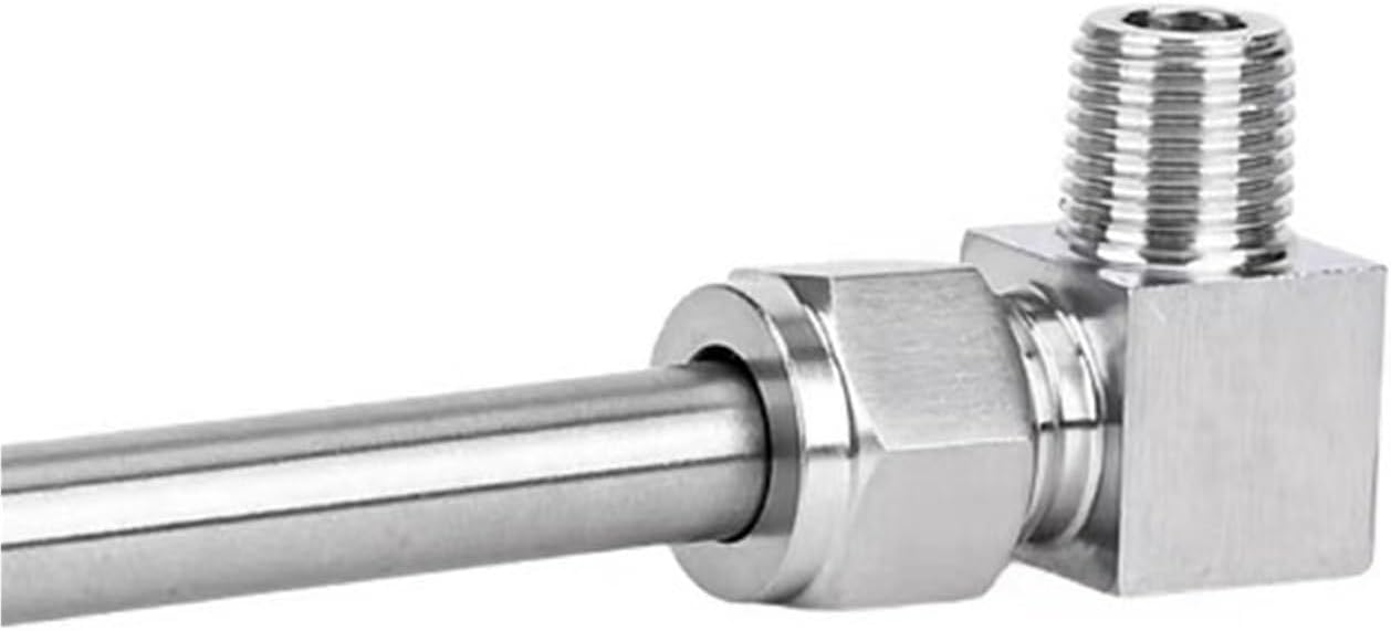 304 Stainless Steel 90° Elbow 6mm 8mm 10mm 12mm OD 1/8 1/4 3/8 1/2 Inch Male Connector 5Pcs(10mm OD Pipe,1/4")