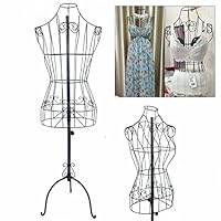 Metal Tailor's Dummy Iron Wire Mannequin Decorative Bust Dressmakers Dummy Women's Bust Clothes Stand Black