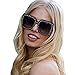 Produktbild Damen Fashion Square Sonnenbrille Rosennie Damenmode künstliche Diamant Katze Ohr Quadrate Metallrahmen Marke Classic Luxury Diamond Flat Sonnenbrille Vintage Goggle Fliegerbrille für Frauen (D)