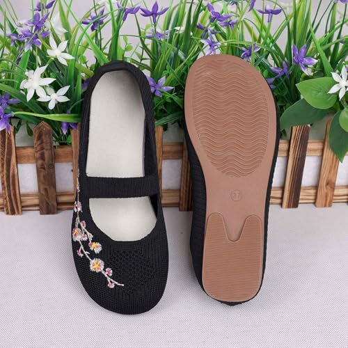 Women's Embroidered Mesh Ballet Comfortable Casual Mary Jane Shoes for Walking Daily Outfits4
