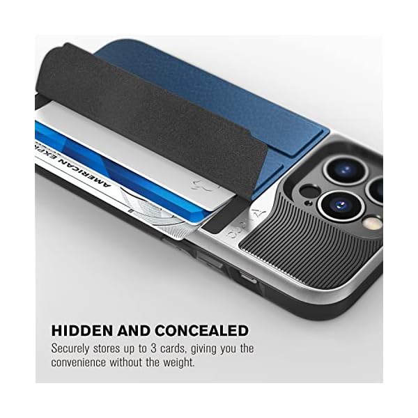 VENA vCommute Brieftasche Hülle für Apple iPhone 14 Pro (6.1"-inch), (Military Grade, Kartenfach) HandyHülle mit Standfunktion, Leder Flip Brieftasche Etui Schutzhülle - Grau (Blau) – Bild 4