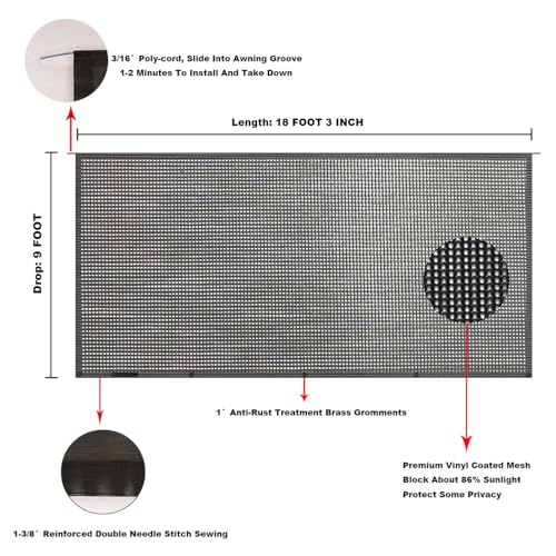 Image of RV Awning Mesh Sun Shade Screen for Motorhome Camper Trailer Sunshade