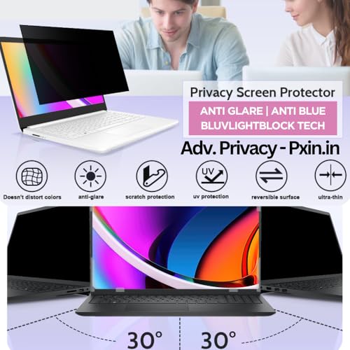 Image of Pxin 40Cm (16:9) Laptop Privacy Screen | Digital EyeCare Filter | 99% UV (A /B /C) Block | Anti Glare | Side View Blocker | Adv. Laptop Privacy Protector
