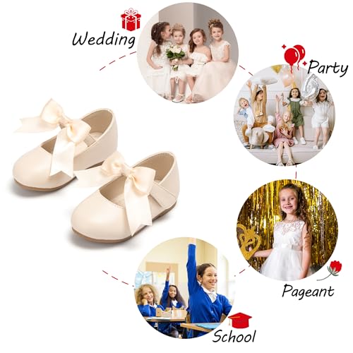 Image of PHIRAMIN Tollder Girl Dress Shoes - Little Girl Ballet Flats for Wedding Party