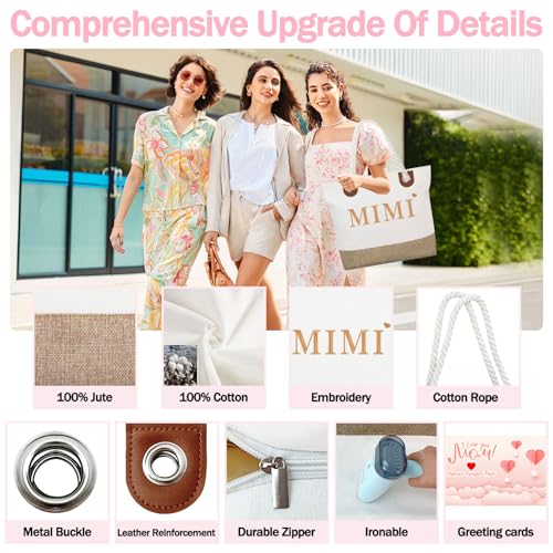 Image of GhvyenntteS Mimi Gifts, Birthday Gifts for Mimi Grandma, Mimi Bag with Zipper, Personalized Tote Bag - Perfect for Birthday, Mothers Day, Christmas