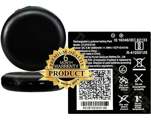 Image of Original ZT-GY974745 Battery for LYF Jio WiFi Dongle JMR815 Wireless Router Battery with 6 Month Warranty**** (V00000215)