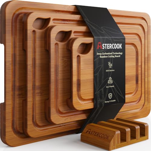 Image of Astercook Deep-Carbonized Bamboo Cutting Boards for Kitchen