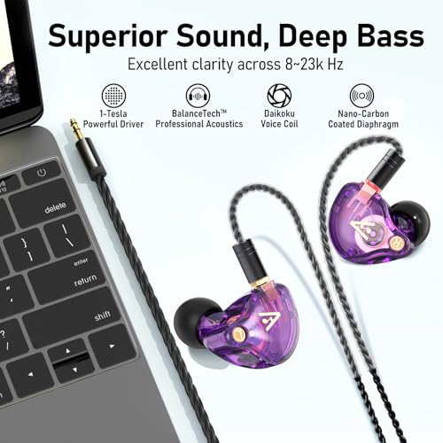Image of Audiovance Vibes 202 HiFi Wired Earbuds, IEM in-Ear Monitor Headphones