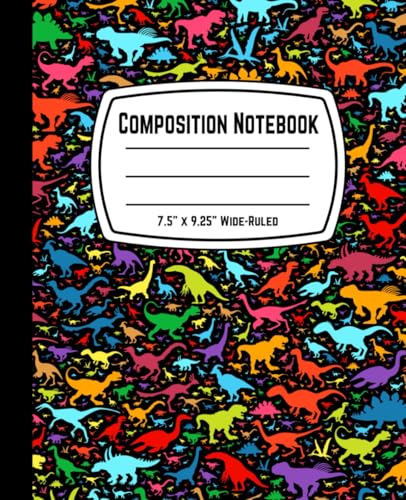 Composition Notebook 7.5" x 9.25" Wide-Ruled: Colorful Dinosaur Lined Paper Journal – 110 Pages for Kids, Boys, Girls, Teens, and Adults (Wide-Ruled Notebook) image 2