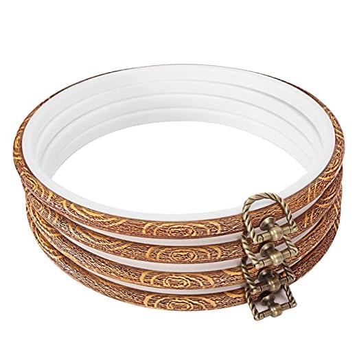 Caydo 4 Pieces 8.4 Inch Embroidery Hoops Imitated Wood Display Frame Bulk Circle Embroidery Hoops for Art Craft Handy Sewing and Home Hanging Decoration