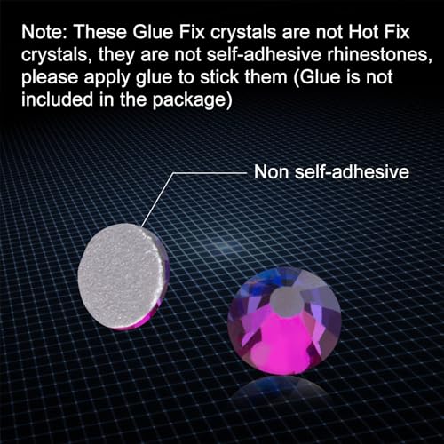 Image of Jollin Glue Fix Crystal Flatback Rhinestones Glass Diamantes Gems for Crafting Nail Art Crafts Decorations Clothes Shoes 3.2mm (ss12 1440pcs, Blue Blaze)