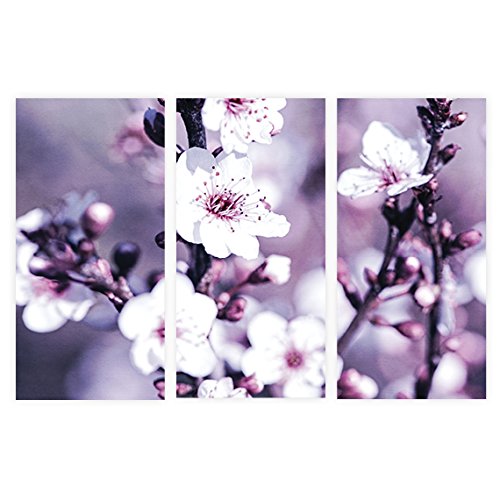 Sakura Wall Decor Set, 3Piece Sakura Wall Art, Purple Pink Abstract Floral Wall Art