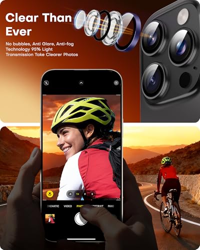 Image of TOCOL for iPhone 15 Pro Max Camera Lens Protector /iPhone 15 Pro Camera Lens Protector Tempered Glass HD Individual Scratch Resistant Cover Accessories Case Friendly 2 Pack(Purple)