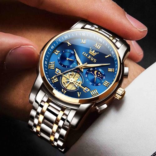 Image of OLEVS Men's Analog Watch Multi Color Business Stainless Steel Waterproof Luminous Quartz Watch Luxury Leisure Date Simulation Original Bowl Watch