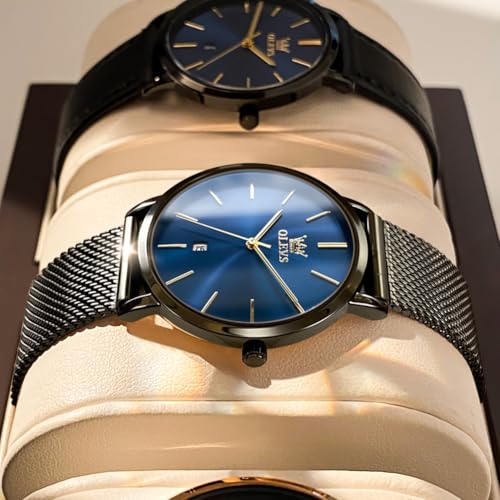 Image of OLEVS Womens Watch Minimalist Simple Slim Thin Original Analog Quartz Dress Wrist Watches Stainless Steel Mesh or Leather Strap Waterproof Watches for Ladies