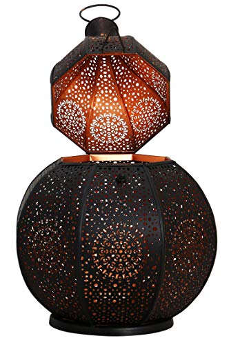Orientalische Laterne aus Metall Anaram Schwarz 32cm | orientalisches Marokkanisches Windlicht Gartenwindlicht… – Bild 5