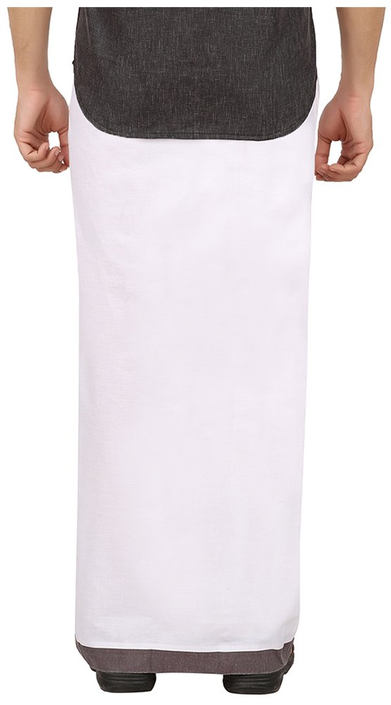 Prakasam Cotton Men's Cotton Dhoti_Moon-Vel-Pkt-Darkbrown_Dark Brown_42