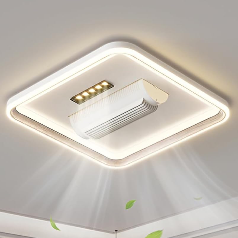 Image of Smartway Square Belen Ceiling Fan Chandelier with Light | Modern BLDC Noiseless Motor, Auto Rotatable Blower, 3 Color LED Modes, Remote & App Control for Living Room, Dining & Bedroom