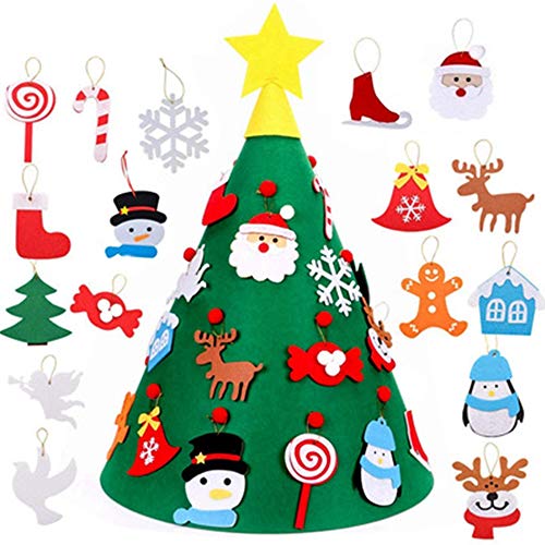 Xinlie Árbol de Navidad de Fieltro Artificial Desmontable DIY Adornos Navideños Decoración Regalo para Niños Pared de Puerta Colgante