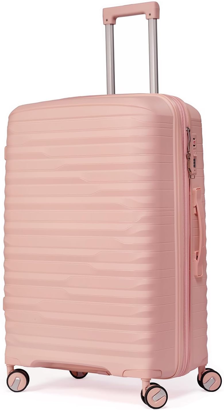 Mala De Viagem Media 23Kg Polipropileno 4 Rodas Duplas 360 Fibra Rígida Tamanho M Leve Resistente Para Despachar (ROSA CLARO, médio) Mala De Viagem Media 23Kg Polipropileno 4 Rodas Duplas 360 Fibra Rígida Tamanho M Leve Resistente Para Despachar (ROSA CLARO, médio)