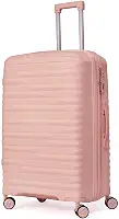 Mala Media 23Kg De Viagem Expansível Polipropileno 4 Rodas Duplas 360 Fibra Rígida Tamanho M Leve Resistente Para Despachar (ROSA CLARO, médio)