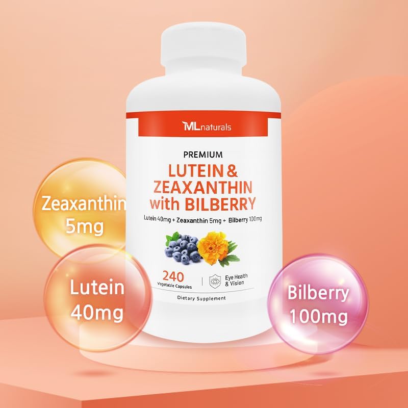 Miniatura 5 de ML Naturals Luteína y zeaxantina prémium con arándano, 240 cápsulas vegetales. Luteína 40 mg, zeaxantina 5 mg y arándano 100 mg. Calidad premium.