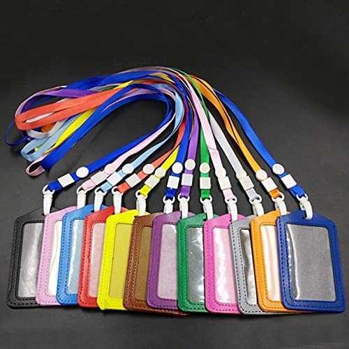 Cordón de insignia, tarjetero para cordón, 20 piezas fundas de identificación Pu protección autobús tarjetero papelería escuela cordón portátil fundas de tarjeta de identificación regalo Simple