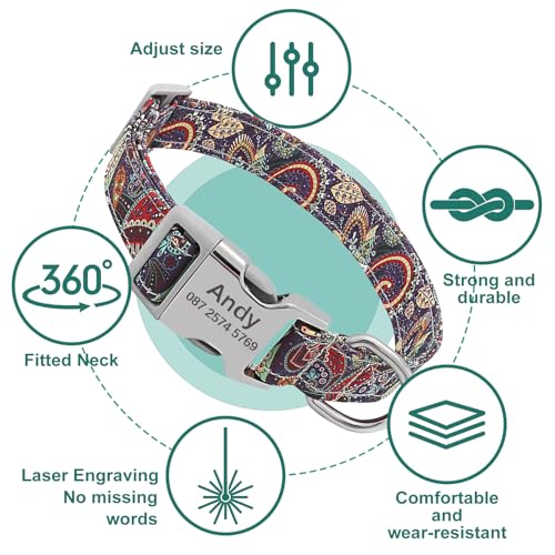 Personalisiertes Hundehalsband Mit Namen & Telefonnummer, Verstellbares Halsband für kleine, mittlere & große Hunde – Individuell für Rüden & Hündinnen (Lila)