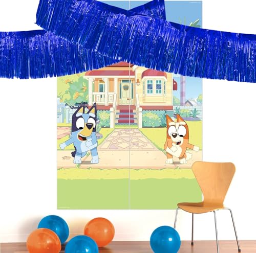 Image of Blue Parade Float Fringe, Banners,Blue Fringe Garland,For Parade Float Decorations,Graduation Ceremony Decorations Festival Celebration,11.8 in x 9.8 ft,4 pack