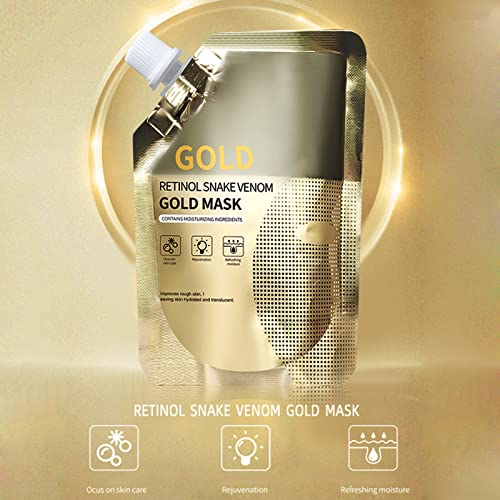 Retinol Snake Venom Gold Mask,Gold Mask Huasurv,Anti-Aging Gold Face Mask,Rejuvenating Gold Peel off Mask for Deeply Cleans Moisturizing Skin for All Skin Types (2PC) - Image 3