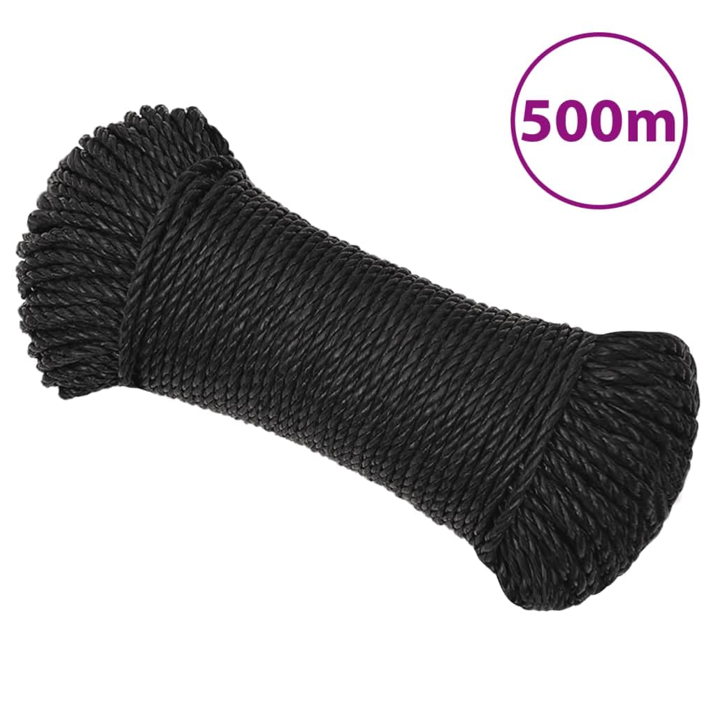 Corde Polypropylène, Corde Tressée Polypropylène pour Jardin Jardinage Travail Noir 6 mm 500 m polypropylène