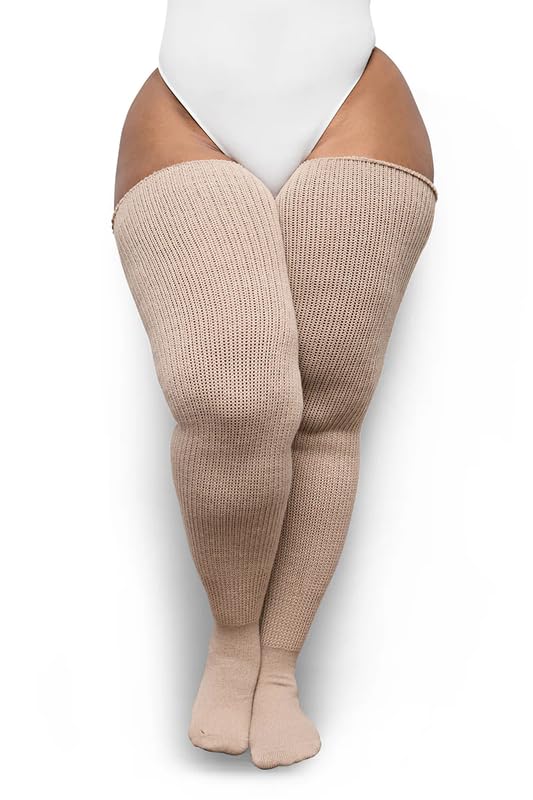 Image of Thunda Thighs Plus Size Thigh High Socks, Over the Knee High Boot Stockings Leg Warmers, Extra Long & Thick Socks